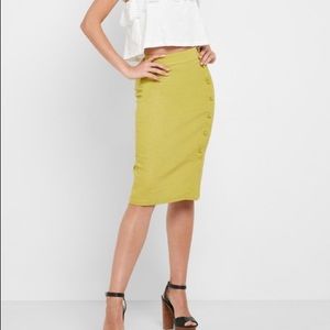 Button Down Linen Pencil Skirt